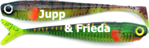Gummifische Jupp und Frieda mit Beschriftung