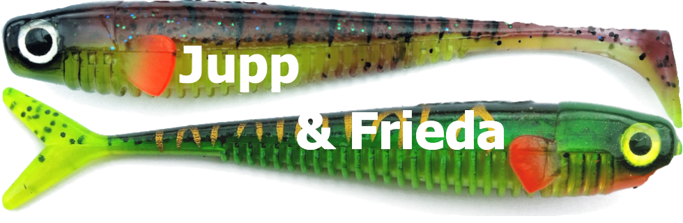 Gummifische Jupp und Frieda mit Beschriftung
